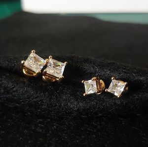 Princess 1ct diamond cz 14K Gold tone studs